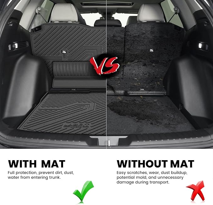 LASFIT Cargo Mat with Backrest Mat for Honda CR-V 2026 2025 2024 2023 Gasoline (Not for Hybrid), All Weather Custom Fit TPE Trunk Mat Trunk Liner Cargo Liner with Seatback Mat (Lower Position)