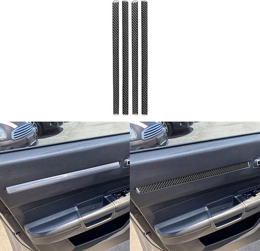 Real Quality Soft Carbon Fiber Compatible with Dodge Charger 2008 2009 2010 Decor Car Inner Door Panel Trim Strip Decal Interior Accessories Sticker Cover 4pcs Black