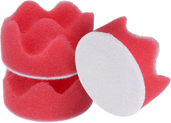 HARFINGTON 3pcs Buffing Sponge Pads 2" Polishing Wheel Waffle Finishing Grip Pad Car Buffer Polisher with Hook and Loop Back for Car Detailing Polishing Waxing, Red