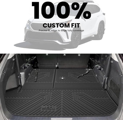 LASFIT Cargo Mat for Toyota Highlander 2026-2020, All Weather TPE Custom Fit Cargo Liner for Highlander Accessories, 2025 Highlander Trunk&Backrest Mats(Fit Without Subwoofer, Fit 7&8 Seats)