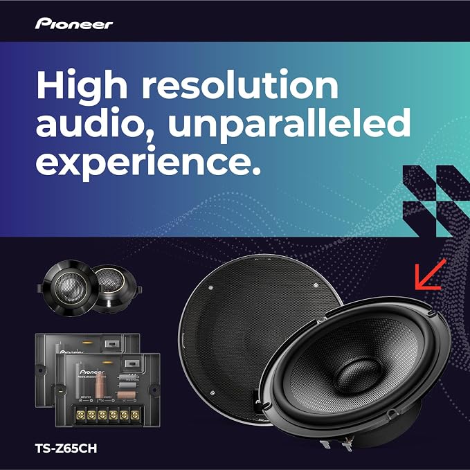Pioneer Z-Series TS-Z65CH 6.5” 2-Way Speakers (Pair) – 330W Max, Crisp Highs + Clear Vocals, Audiophile upgrade, add an amplifier for optimal performance