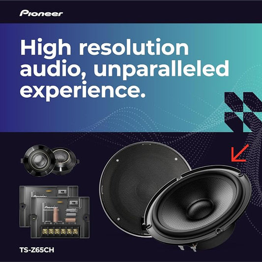 Pioneer Z-Series TS-Z65CH 6.5” 2-Way Speakers (Pair) – 330W Max, Crisp Highs + Clear Vocals, Audiophile upgrade, add an amplifier for optimal performance