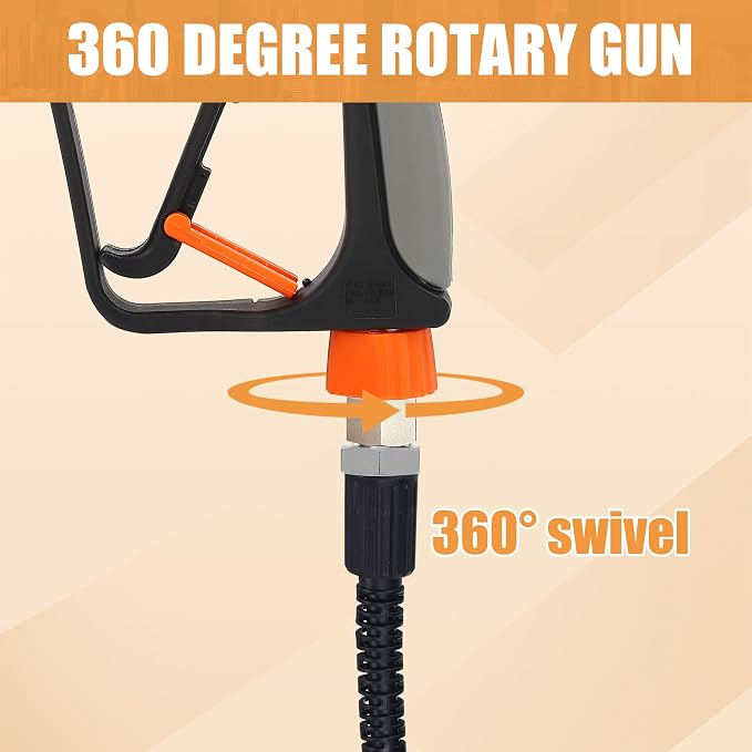 PWACCS Pressure Washer Gun with Foam Cannon, 1.5 Liter, 5000 PSI | Short Gun with Swivel, 1/4" Quick Connector, 5 Power Washer Nozzle Tips, Car Wash Foam Gun Kit