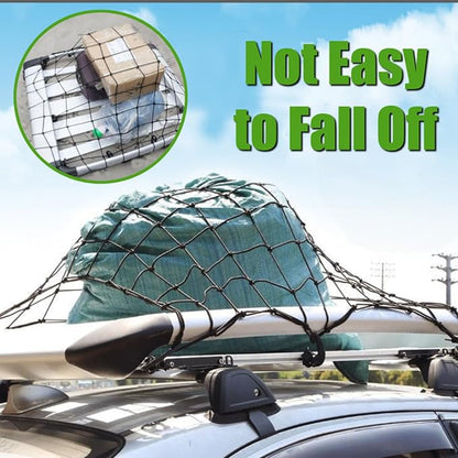 3' x 4' Cargo Net Stretches to 6' x 8', Heavy Duty Cargo Netting for Pickup Truck Bed, Roof Rack Net with Hooks Carabiners