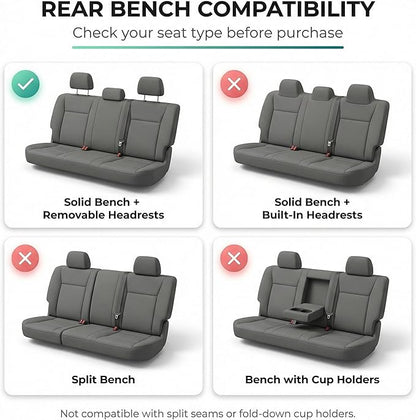 FH Group Automotive Rear Car Seat Covers for SUV, Trucks, Sedan and More - Universal Fit Front High Back & Rear Solid Bench Design Interior Accessories - 3D Mesh Fabric Center Panel - Black