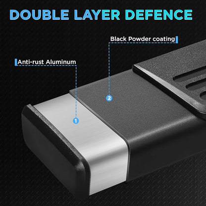PZ 6.5 inch Black Aluminum Alloy Running Boards Compatible with 2015-2024 Ford F-150,2017-2024 Ford F250 F350 F450 F550 Super Cab Side Step Nerf Bars Ridge Pattern