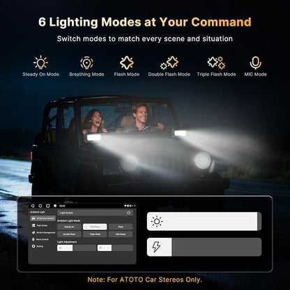 LED Pod Lights Flood Beam, Smart App Controlled Off Road Driving Lights Supports CarPlay/Android Auto, IP67 Waterproof 6000K White Lamps for Trucks, ATV, UTV, SUV, Boat (7 Inch)