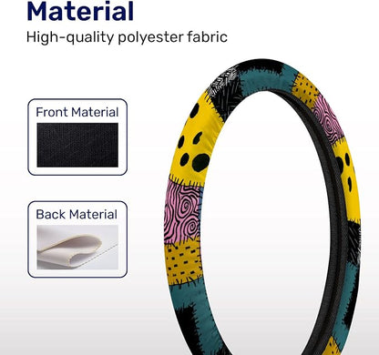 GENANY Nightmare Rag Doll Steering Wheel Cover, Non Slip Polyester Car Wheel Protector for Car SUV Truck, Universal 15 Inch