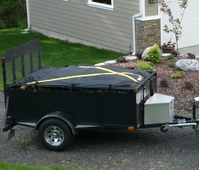 The X-Cover by TRPx - Trailer and Truck Bed Cover Large - Integrated Heavy Duty Black Tarp and Tie Down System. Fits: Standard Bed, Long Bed Trucks and Utility Trailers up to 8' Long.