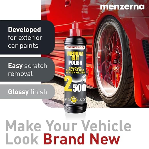 menzerna Signs of use Remover Kit I Car polishing Set with Menzerna Medium Cut 2500 (16oz) and 6 Inch Polishing Pad I Moderate Scratch Repair Kit for All Types of Vehicles