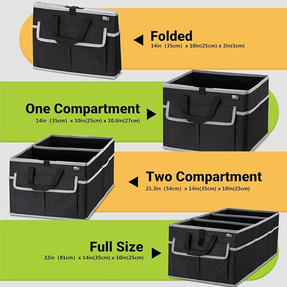 MIU COLOR Trunk Organizer for Car, SUV Trunk Organizer, 12 Pockets, Non-Slip Bottom, Sturdy Oxford Car Organizer for Sedans, Van, Jeep, Grocery, Large 3 Compartments, Black Gray, 32"×13"×10.6"