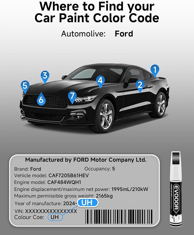UH Tuxedo Black Touch Up Paint for Ford – Exact Match 2 in 1 Paint Pen for Chips and Nicks Repair