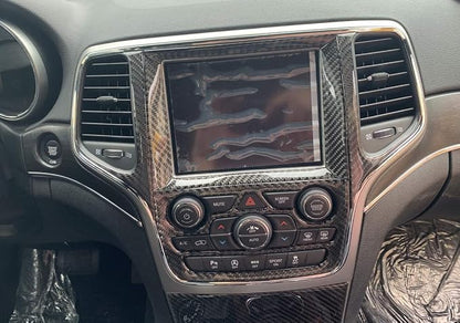 YOCTM Dashboard GPS Navigation Decal for Jeep Grand Cherokee 2014 2015 2016 2017 2018 Full Set Interior Accessories Dashboard Decorative Cover Real Carbon Fiber Center Console Stickers Trim