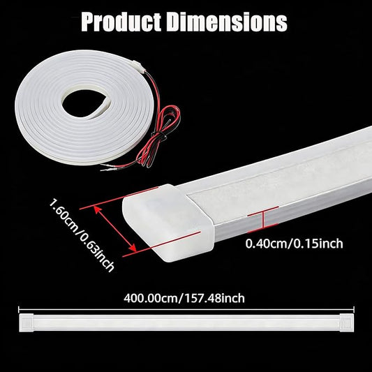 157.48" SUV Trunk LED Light Strip, 6000K Bright Cargo Area Lighting for Trunk Organizer/Mat Setup, Waterproof Interior Tailgate Lamp for SUV/MPV(White)
