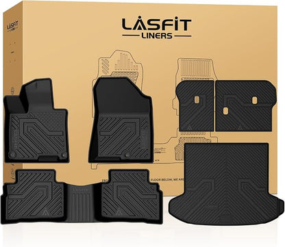 LASFIT Floor & Cargo & Seatback Mats for Kia Sportage 2026 2025 2024 2023 (Only Fit Gas, Not Fit Hybrid), All Weather TPE Custom Fit Floor Liners with Full Set Car Mats & Trunk Mats Accessories, Black