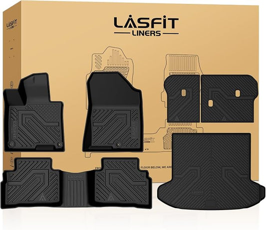 LASFIT Floor & Cargo & Seatback Mats for Kia Sportage 2026 2025 2024 2023 (Only Fit Gas, Not Fit Hybrid), All Weather TPE Custom Fit Floor Liners with Full Set Car Mats & Trunk Mats Accessories, Black