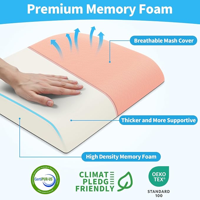 TranquilRelax 2XL Seat Cushion, Memory Foam Cushion for Long Sitting Hours on Office Chair, Car Seat, Non-Slip Chair Pad for Sciatica, Coccyx, Tailbone Pain Relief & Post-Surgery Recovery (Pink)