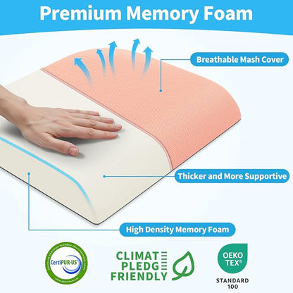 TranquilRelax 2XL Seat Cushion, Memory Foam Cushion for Long Sitting Hours on Office Chair, Car Seat, Non-Slip Chair Pad for Sciatica, Coccyx, Tailbone Pain Relief & Post-Surgery Recovery (Pink)