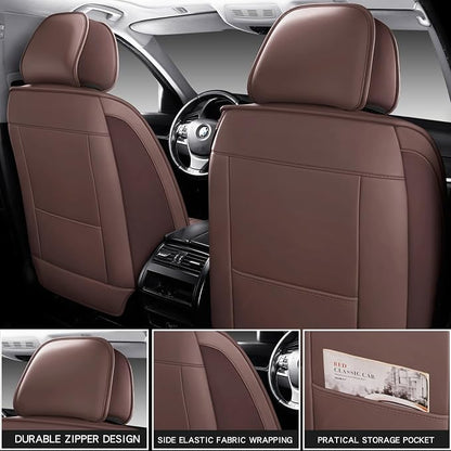 MINGBRON Seat Covers, Car Seat Covers Front Seats, Car Seat Cover, Car Seat Protector Waterproof, Car Seat Cushion Nappa Leather, Brwon Seat Covers Carseat Cover Universal Fit for Most Cars