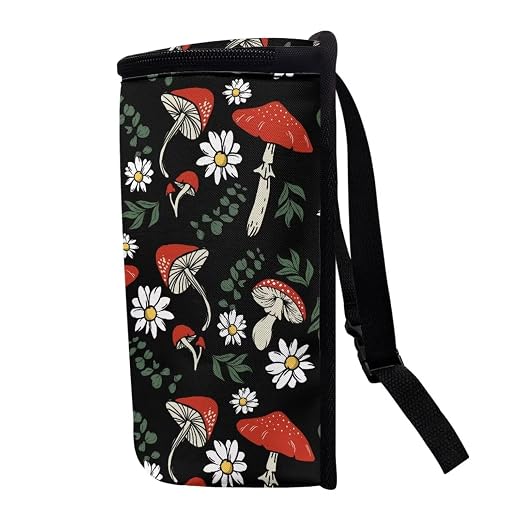BIGCARJOB Mushroom Daisy Car Trash Bag for Back Seat,Mushroom Print Car Trash Can with Lid Portable Travel Car Trash Bag Holder Vehicle Trash Can for SUV Truck Van