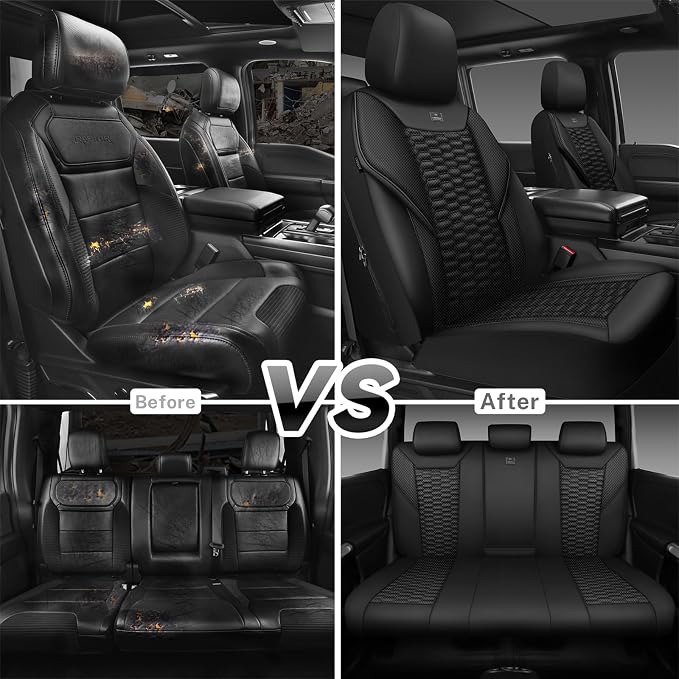 CAR PASS 3D Foam Mesh Leather Car Seat Covers Full Set,Breathable Mesh Faux Leather Seat Covers for Car,Universal Fit for SUV Truck Sedan Automotive, Armrest Airbag Compatible,Black