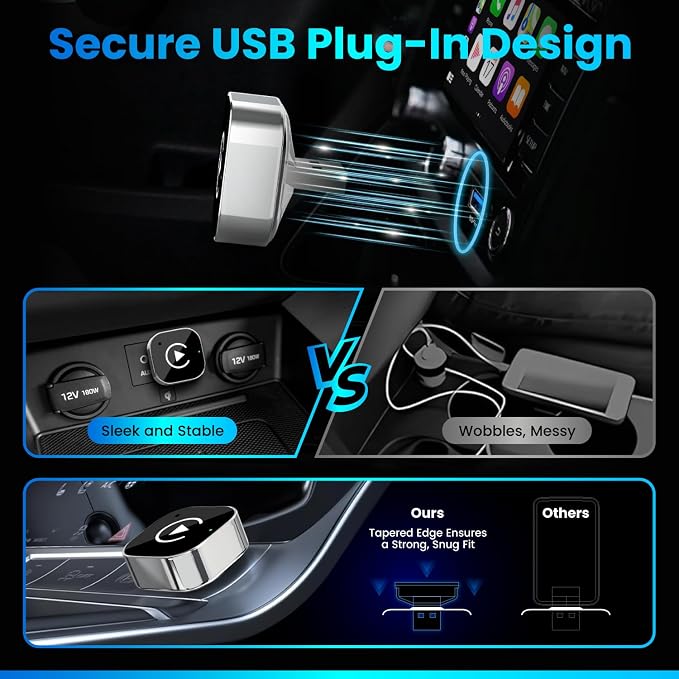 2026 Wireless CarPlay & Android Auto Adapter 2-in-1 – Convert Wired to Wireless, Fast Auto-Connect, Zero-Lag 5.8GHz WiFi, Plug & Play USB/USB-C Mini Dongle for iOS 10+ & Android 11+