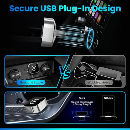2026 Wireless CarPlay & Android Auto Adapter 2-in-1 – Convert Wired to Wireless, Fast Auto-Connect, Zero-Lag 5.8GHz WiFi, Plug & Play USB/USB-C Mini Dongle for iOS 10+ & Android 11+