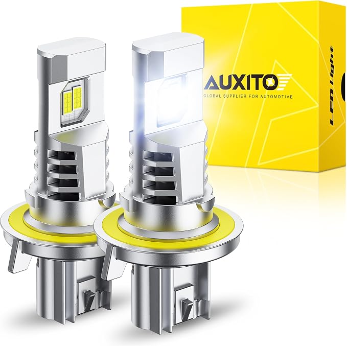 AUXITO Latest H13/9008 Bulbs, 1000% 50,000LM Brighter, 1:1 Halogen Size, 6500K Cool White, 60000Hr+ Long Lifespan, Plug and Play, No Flicker, Pack of 2