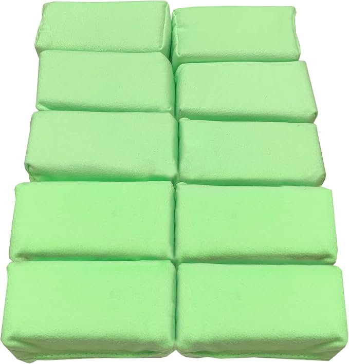 Detailer's Preference Suede Scratch-Free & Streak-Free Microfiber Coating Applicators, Minimal Absorption to Save Wax & Coatings with Hidden Stitching & Ergonomic Design, Green, 10-Pack