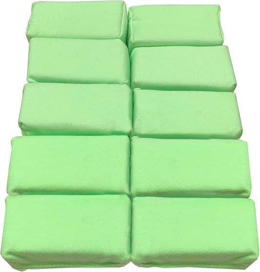 Detailer's Preference Suede Scratch-Free & Streak-Free Microfiber Coating Applicators, Minimal Absorption to Save Wax & Coatings with Hidden Stitching & Ergonomic Design, Green, 10-Pack