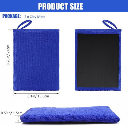 Windspeed 2Pack Clay Mitt, Microfiber Clay Bar for Car Detailing, Medium Grade Clay Bar Glove Clay Towel Auto Detailing for Cleaning Auto Clay Mitt (Blue)