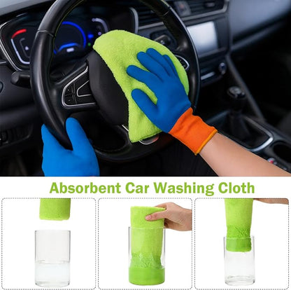 Tallew 16 Pcs Car Microfiber Towels Buffing Drying Wash Cleaning Cloths Plush Large Towels Thick Care Polishing Detailing Waxing Scratch Proof Towel, 15.75 x 15.75 Inch (Light Green)