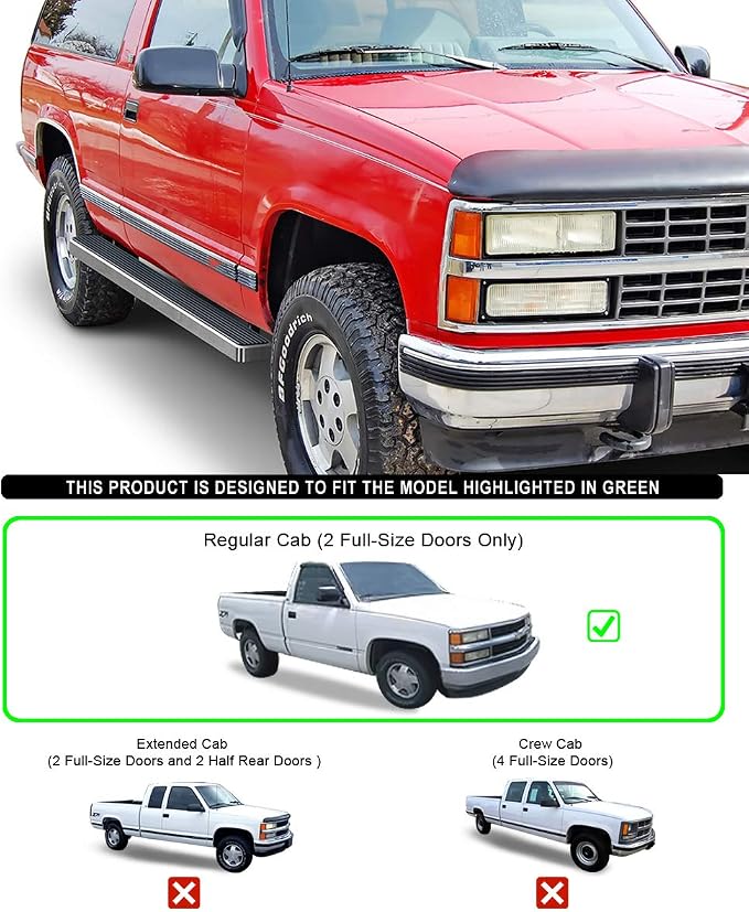 APS Running Boards 5 inches Compatible with Chevy GMC CK 1988-1998 Regular Cab & Chevy Tahoe 95-99 2Dr & GMC Yukon 92-99 2Dr (Exclude ZR2) 304 Stainless Steel (Nerf Bars Side Steps Side Bars)