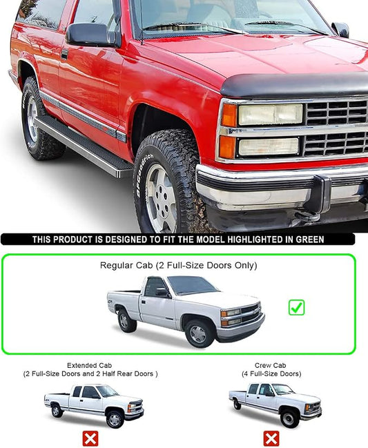 APS Running Boards 5 inches Compatible with Chevy GMC CK 1988-1998 Regular Cab & Chevy Tahoe 95-99 2Dr & GMC Yukon 92-99 2Dr (Exclude ZR2) 304 Stainless Steel (Nerf Bars Side Steps Side Bars)