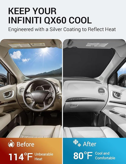 Proadsy 2026 Upgrade Front Windshield Sun Shade Foldable Sunshade Protector Custom Fit 2014-2021 Infiniti QX60 Accessories