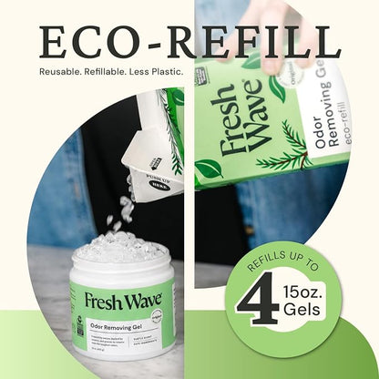 Fresh Wave Odor Removing Gel, 15 oz. - Odor Absorbers for Home, Safer Odor Relief, Natural Plant-Based Odor Eliminator, Every 15 oz. lasts 30-60 Days, For Cooking, Trash & Pets