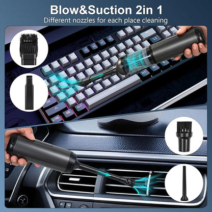 Car Vacuum Portable Cordless, 17000Pa 2 in 1 Vacuum Cleaner&Air Duster, 100W Brushless Motor Handheld Vacuum Cordless with 6000mAh Battery, Multi-Nozzles for Car, Home, Office, Pet