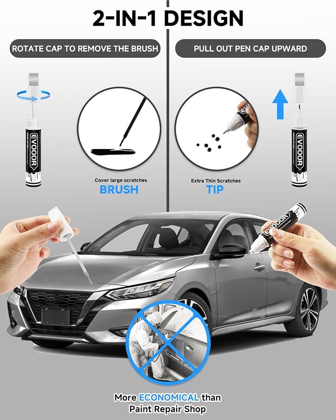Touch Up Paint Compatible with Nissan Exact Match 2 in 1 Touch up Paint for Chips and Nicks Repair (Brilliant Silver Metallic(K23) Compatible with All Models)