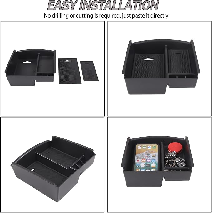 Lcojicep Center Console Armrest Box Storage Box Tray Compatible with Infiniti Q50 2013 2014 2015 2016 2017 2018,Armrest Box Storage Box Secondary ABS Insertion Tray