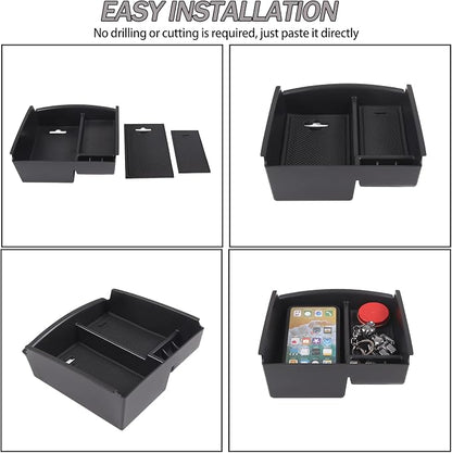 Lcojicep Center Console Armrest Box Storage Box Tray Compatible with Infiniti Q50 2013 2014 2015 2016 2017 2018,Armrest Box Storage Box Secondary ABS Insertion Tray