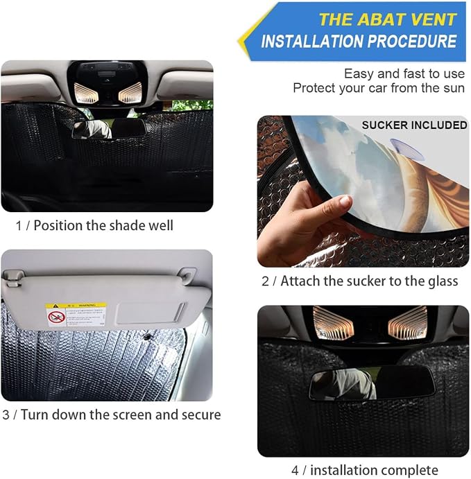 Highland Cows Sunflowers Windshield Sunshade Car Sun Shade Front Window Shade for Truck SUV Blocks UV Rays Sun Reflector Visor Protector Accordion Folding