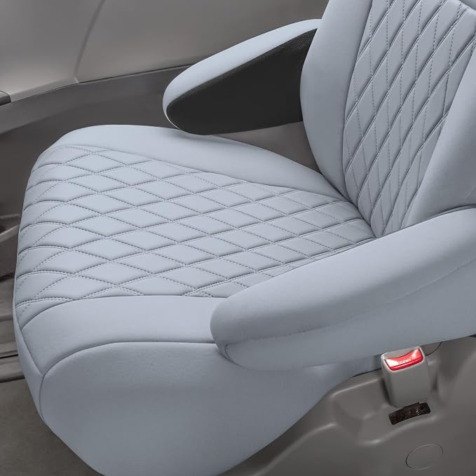FH Group Custom Fit Car Seat Covers Specifically Made for 2011-2020 Toyota Sienna 7 Seater with Ultraflex Neoprene Water Resistant Automotive Seat Covers - 2nd Row Solid Gray
