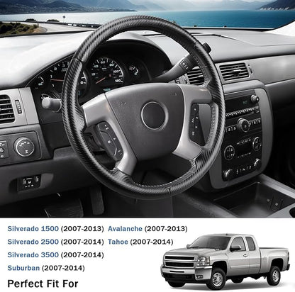 Steering Wheel Cover for Chevy Silverado 1500 GMC Sierra 1500 2007-2013/2500 3500 Chevrolet Tahoe Suburban Yukon (Yukon XL) 2007-2014/ Traverse 2009-2017/ GMC Sierra 2500HD 3500HD 2008-2014