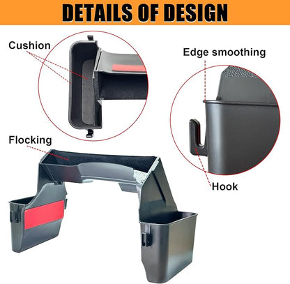 JVMA 4 Hooks Center Console Organizer Gear Shift Tray 3 PCS All Lined | for Jeep Wrangler JL JLU 4xe 2026 2025-2018 & Jeep Gladiator JT 2026-2020 Rubicon Sahara Interior Accessories Upgrade Patent