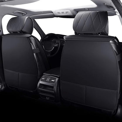 Aierxuan Front Captain Seat Covers Waterproof Leather Universal Compatible with Honda Civic CRV Toyota 4Runner Corolla Pilot Rogue Murano Pathfinder Armada Forte Cherokee (2 PCS Front, Black)