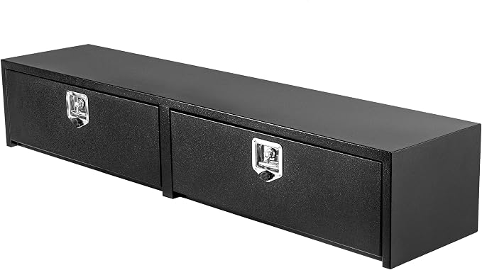Garvee Black Steel Truck Bed Tool Box, Trailer Tongue Box, Truck Storage Organizer Tool Chest For Truck Bed, RV, Trailer (72 in x 16 in x 13 in)