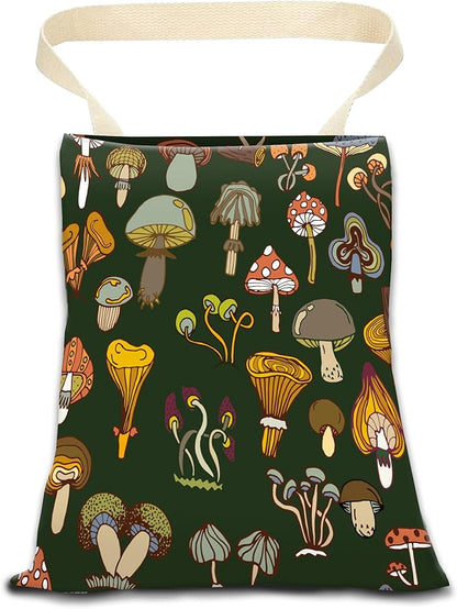 Car Garbage Can, Hanging Car Trash Can Bag for Cute Car Back Seat Organizer, Green Boho Mushrooms