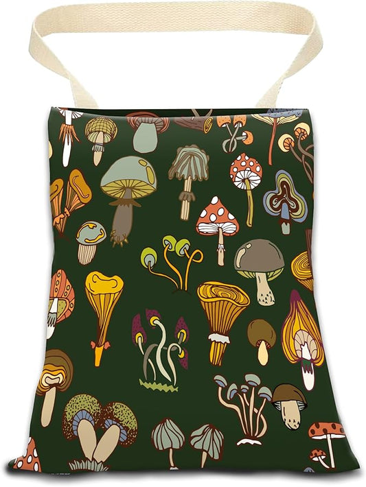 Car Garbage Can, Hanging Car Trash Can Bag for Cute Car Back Seat Organizer, Green Boho Mushrooms