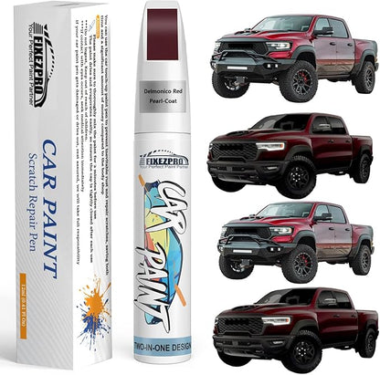 Delmonico Red Pearl-Coat(PRV/NRV) Touch Up Paint for Ram, Exact Color Match Car Paint Scratch Repair Remover Pen Kit Fix Vehicle Chips and Automotive Nicks Scuff