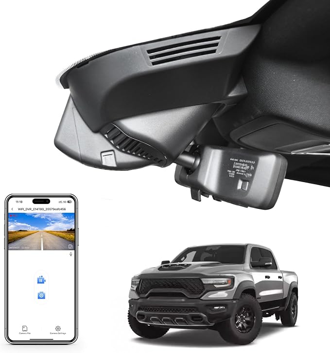 Mangoal 4K Dash Cam Custom fit for 5th Gen Dodge RAM 1500,2019 2020 2021 2022 2023 2024 (Model E), Rebel Big Horn Laramie Tradesman TRX Classic etc, UHD 2160P Video,OEM Look App & WiFi, GPS, 64GB Card